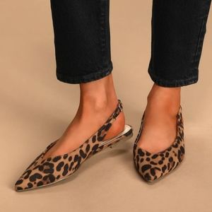 NEW Lulu's Chrystina Leopard Print Slingback Flats
